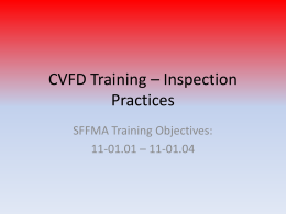 CVFD Training – Inspection Practices