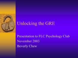 Unlocking the GRE - Fort Lewis College