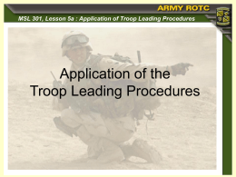 Application of Troop Leading Procedures