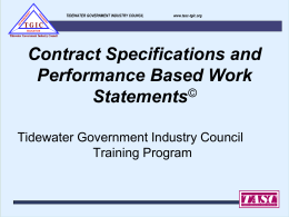 Contract Specs and PBWSs - Tidewater Association of