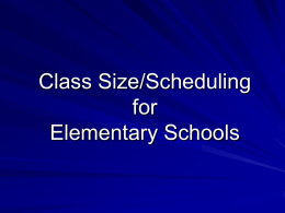 ISIS Update for Class Size Elementary Schools