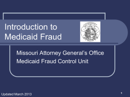 Introduction to Medicaid Fraud