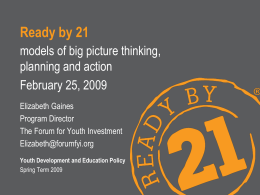 Ready by 21 - Forum for Youth Investment