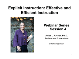 Explicit Instruction: Effective and Efficient Instruction