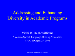 Addressing and Enhancing Diversity in Academic …
