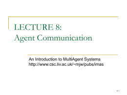 Lecture 8: Agent Communication