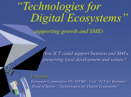 Technologies for Digital Ecosystems” supporting growth …