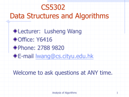 Analysis of Algorithms - City University of Hong Kong