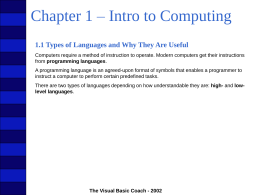 Chapter 1 – Introduction to Computing