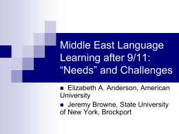Middle East Language Learning after 9/11: “Needs” and