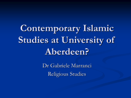 Contemporary Islamic Studies at University of Aberdeen?