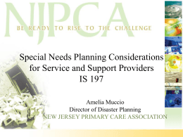 Special Needs PPT - New Jersey Preparedness Training