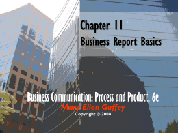 Chapter 11 Business Report Basics