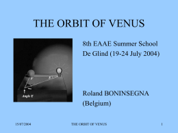 THE ORBIT OF VENUS