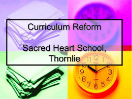 Curriculum Reform 2004 Sacred Heart School, Thornlie