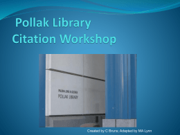 Citation Workshop: - California State University, Fullerton