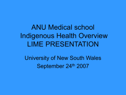 ANU Medical school Indigenous Health Overview LIME