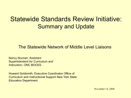 Statewide Standards Review Initiative Update
