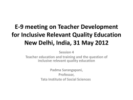 E-9 meeting on Teacher Development for Inclusive …