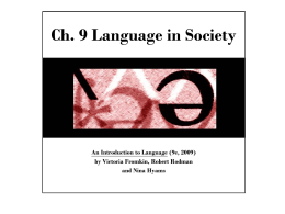 Ch. 9 Language in Society