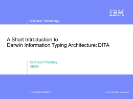Darwin Information Typing Architeture: DITA