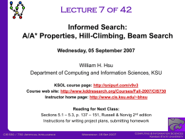 CIS730-Lecture-07-20070905 - Kansas State University