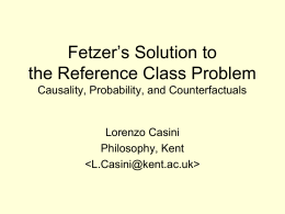 Fetzer’s Solution to the Reference Class Problem Causality