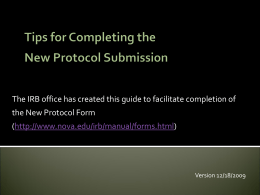 Tips for Completing the New Protocol Form