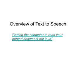 Overview of Text to Speech
