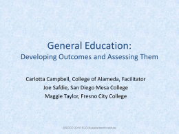 General Education: Developing Outcomes and Assessing …