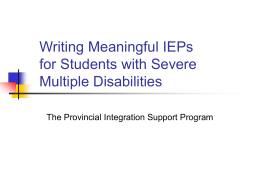 Writing Meaningful IEPs for Students with Severe Multiple