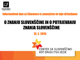 Mini tečaj slovenščine Mini Course of Slovene Language