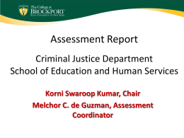 Assessment Report Department School of Education & …
