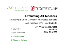 Evaluating All Teachers: Measuring Student Growth in