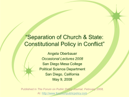 Separation of Church & State: Constitutional Policy in