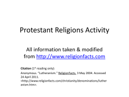Protestant Religions Activity