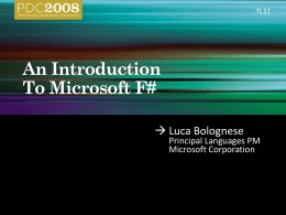 TL11 – An Introduction to Microsoft F#