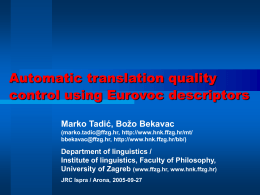 Automatic translation quality control using Eurovoc