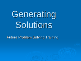 Generating Solutions