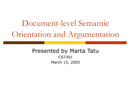 Document-level Semantic Orientation and Argumentation
