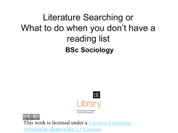 L042: Literature Searching for Sociology