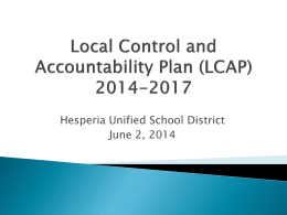 Local Control and Accountability Plan (LCAP) 2014-2017