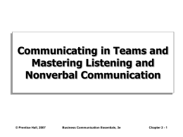 Communicating in Teams and Mastering Listening and