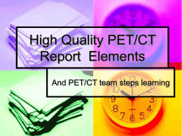 High Quality PET/CT Report Elements