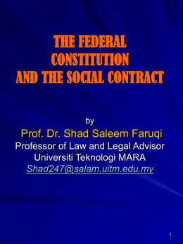 THE FEDERAL CONSTITUTION AND THE SOCIAL …