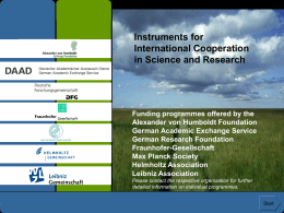 Instruments for International Cooperation in Science …