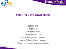 Ruby for Java Developers - Apache Software Foundation