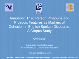 Anaphoric Third Person Pronouns and Prosodic …