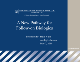 Biosimilars slide presentation- A new pathway for Follow