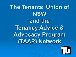 The Tenants’ Union of NSW and the Tenancy Advice